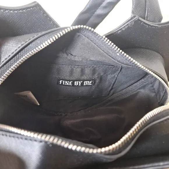 Mad Engine Fine By Me Black Spiderweb Heart Straps Goth Backpack Purse - Picture 9 of 11